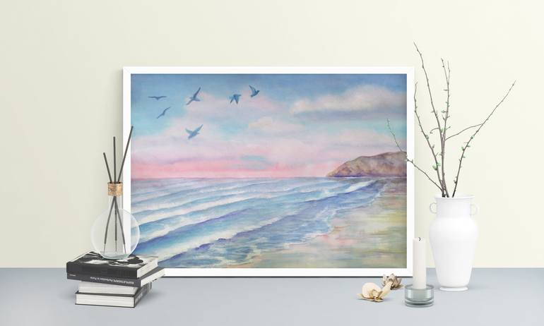 Original Illustration Seascape Painting by Julia Gogol