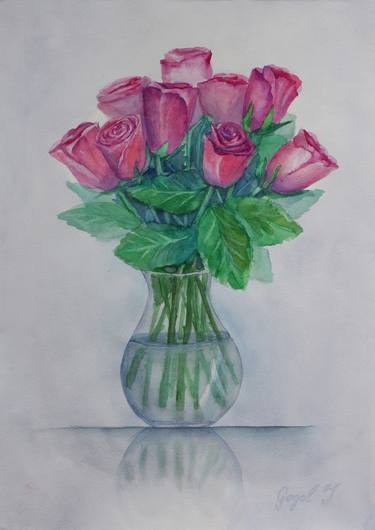 BOUQUET OF ROSES IN VASE thumb