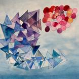 Study in Triangles 2 in Blues and Reds by Joan Innes