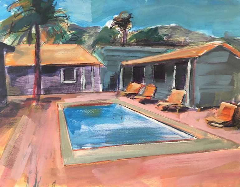 Pool And Cabins Painting By Rosemary Chatin Saatchi Art