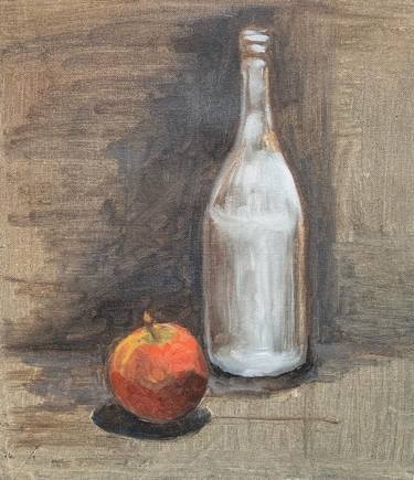 Still life with apple and bottle thumb