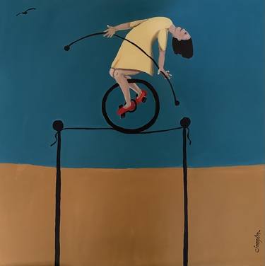 Original Expressionism Bicycle Paintings by sharon champion