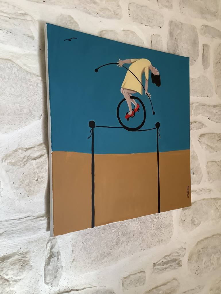 Original Expressionism Bicycle Painting by sharon champion