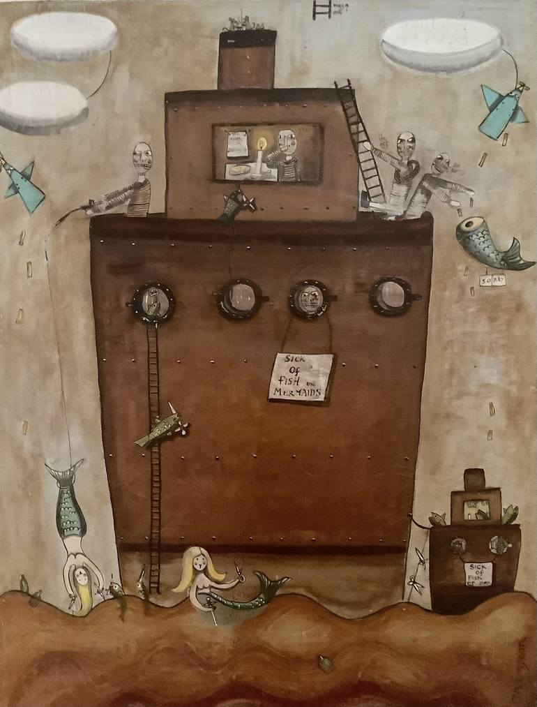 Original Expressionism Boat Paintings by Sharon Champion