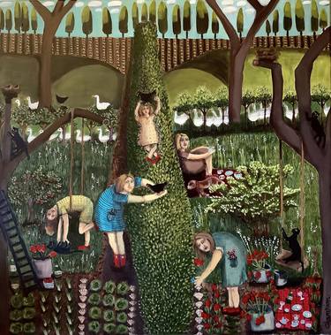 Print of Figurative Garden Paintings by sharon champion