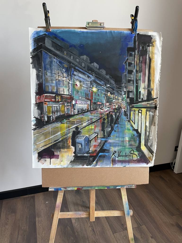 Original Art Deco Cities Painting by Rinalds Vanadziņš