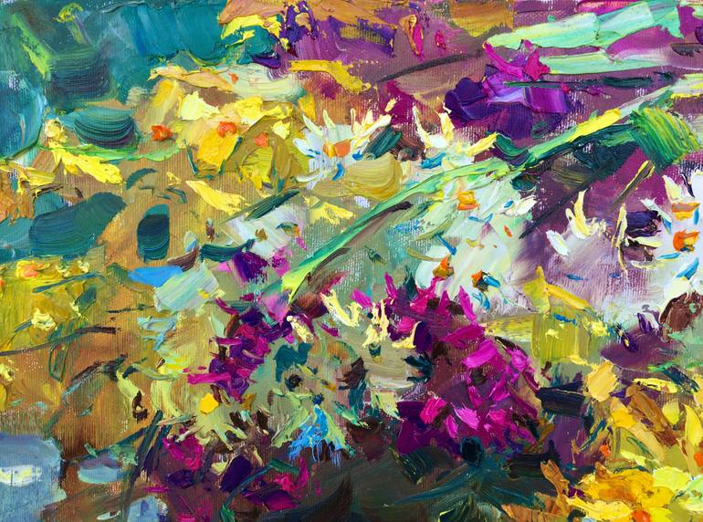 Original Art Deco Floral Painting by Aleksei Chebotaru
