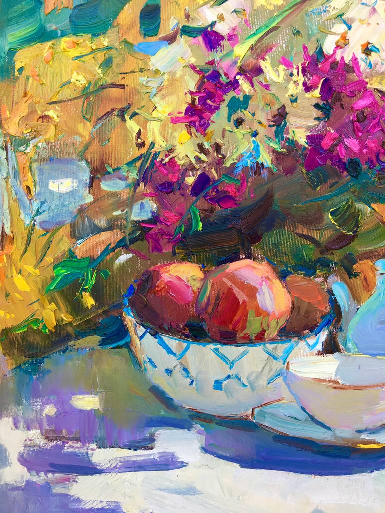 Original Art Deco Floral Painting by Aleksei Chebotaru