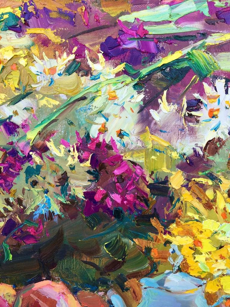 Original Art Deco Floral Painting by Aleksei Chebotaru