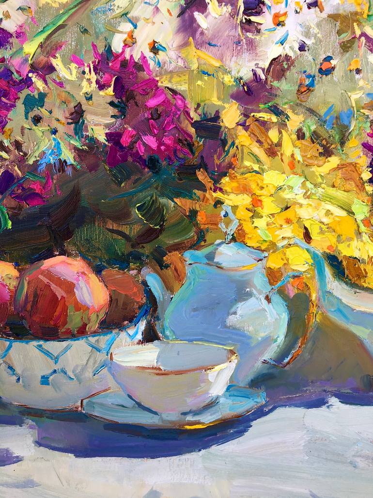 Original Art Deco Floral Painting by Aleksei Chebotaru