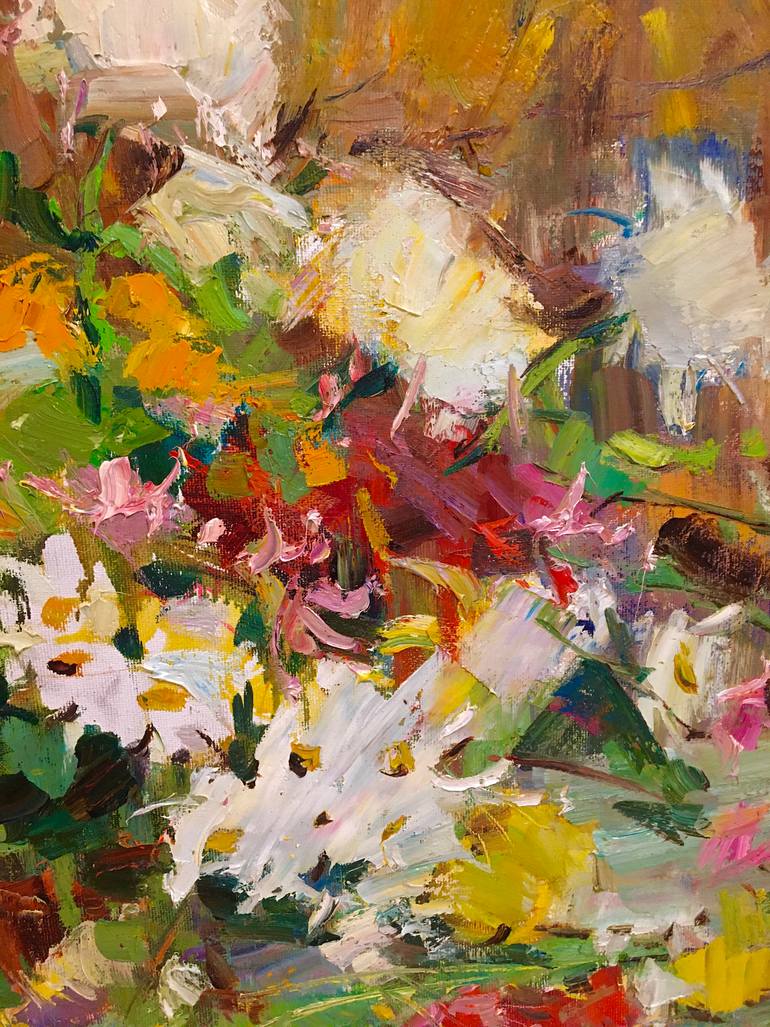 Original Art Deco Floral Painting by Aleksei Chebotaru