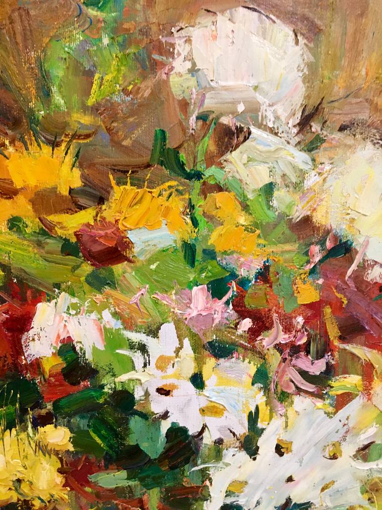 Original Art Deco Floral Painting by Aleksei Chebotaru