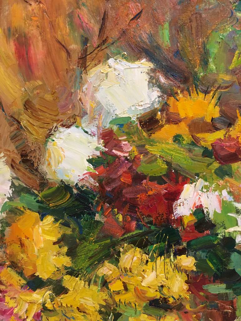 Original Art Deco Floral Painting by Aleksei Chebotaru