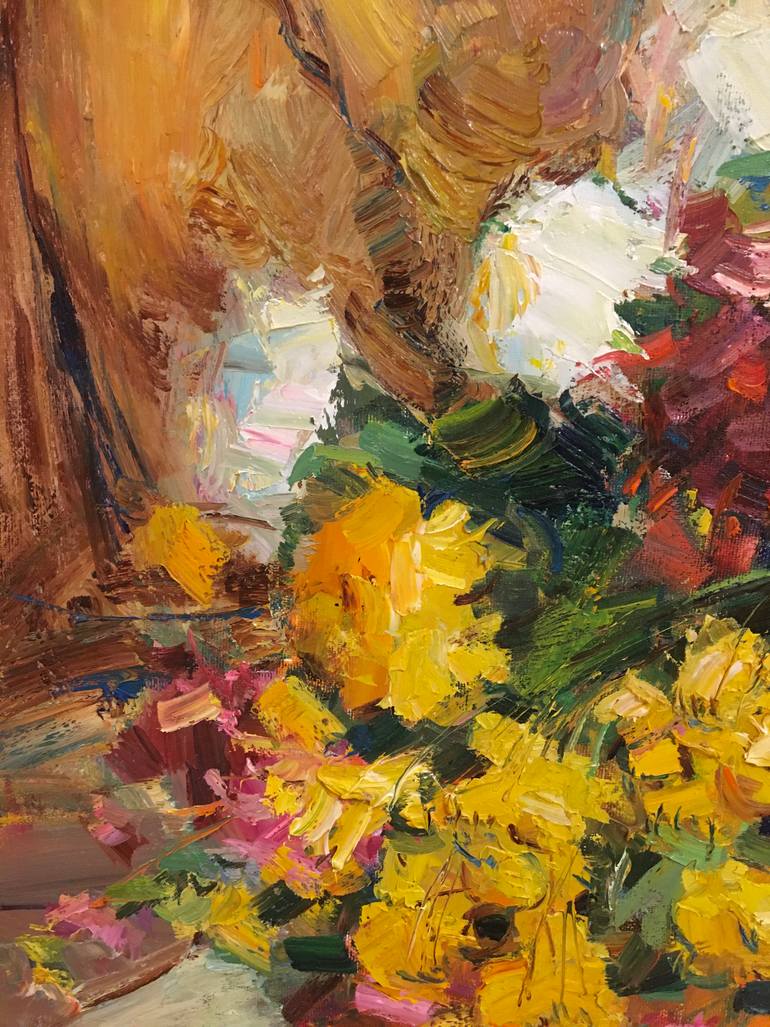 Original Art Deco Floral Painting by Aleksei Chebotaru