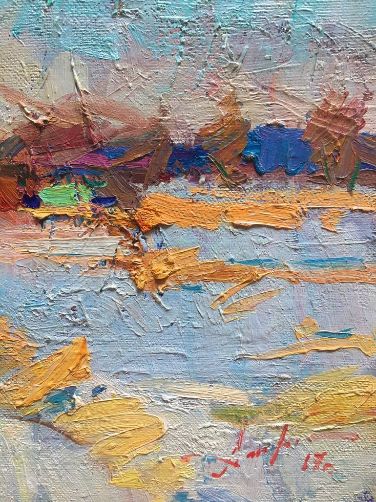 Original Art Deco Landscape Painting by Aleksei Chebotaru