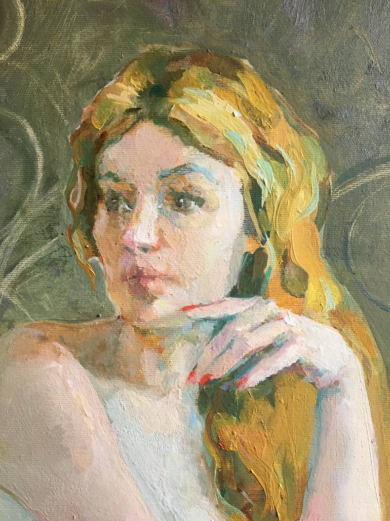 Original Art Deco Nude Painting by Aleksei Chebotaru
