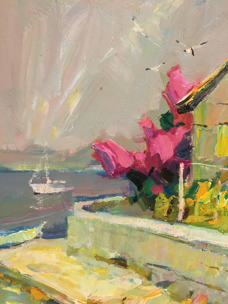 Original Art Deco Landscape Painting by Aleksei Chebotaru