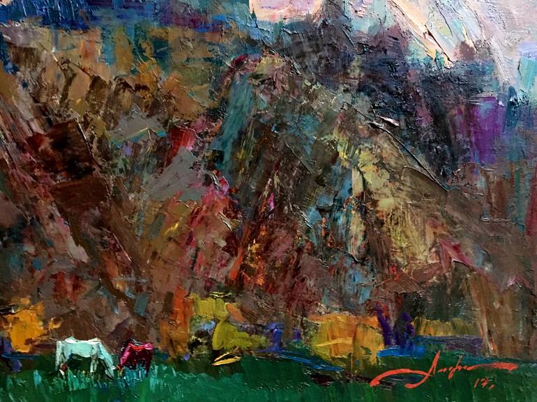 Original Art Deco Horse Painting by Aleksei Chebotaru
