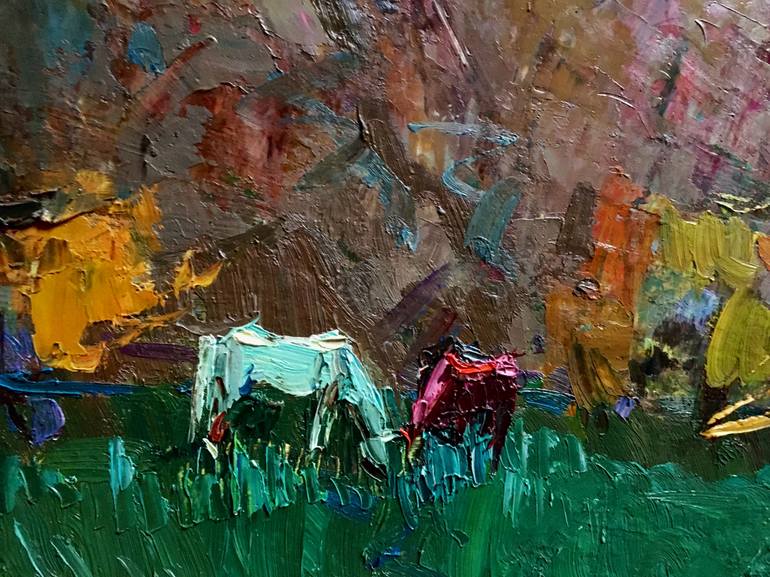 Original Art Deco Horse Painting by Aleksei Chebotaru