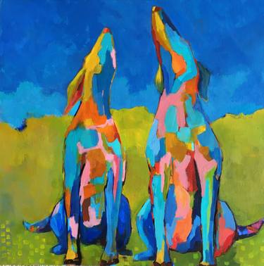 Print of Abstract Dogs Paintings by phyllis adams