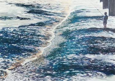 'To get lost / to be found', contemporary painting, landscape, river, water shimmering_ thumb