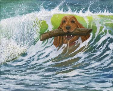 Original Figurative Dogs Painting by Peter Clynes