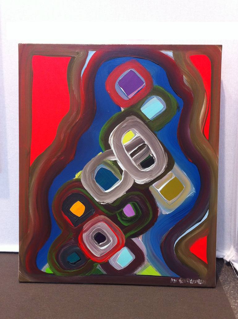 Original Dada Abstract Painting by Patrick Bachian