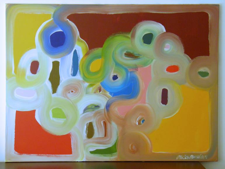 Original Abstract World Culture Painting by Patrick Bachian