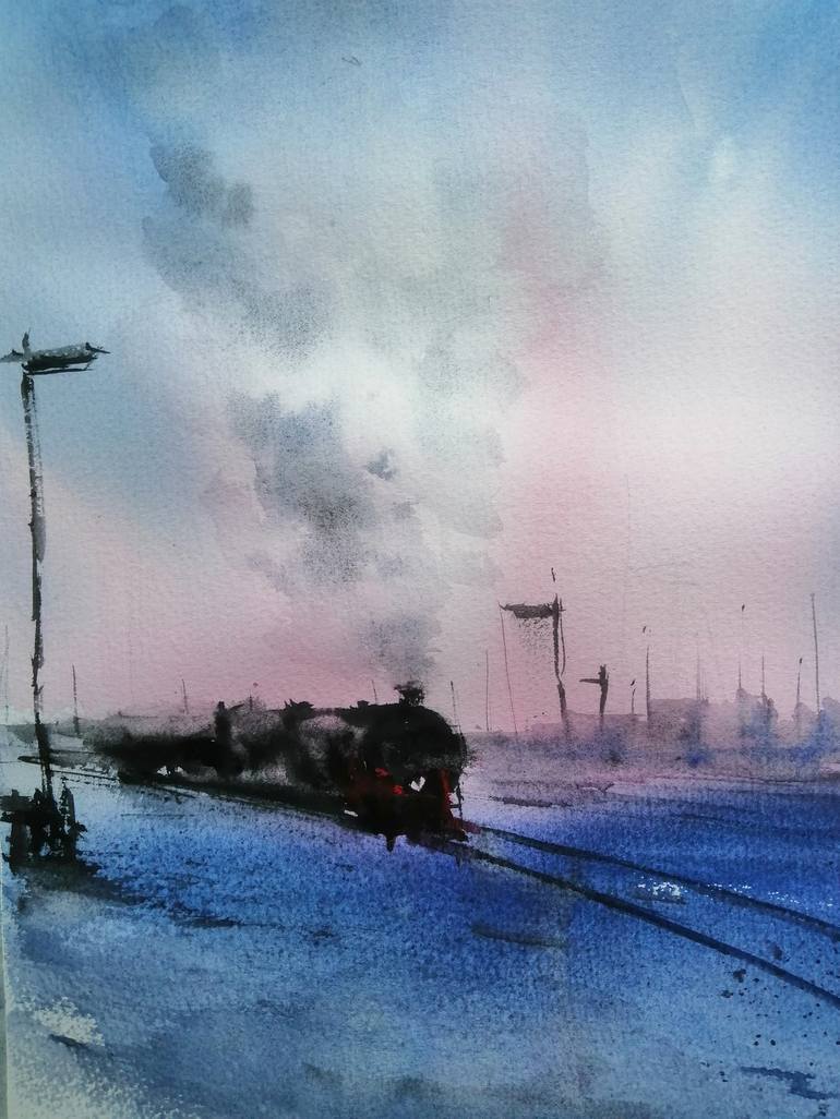 Original Train Painting by Giorgio Gosti