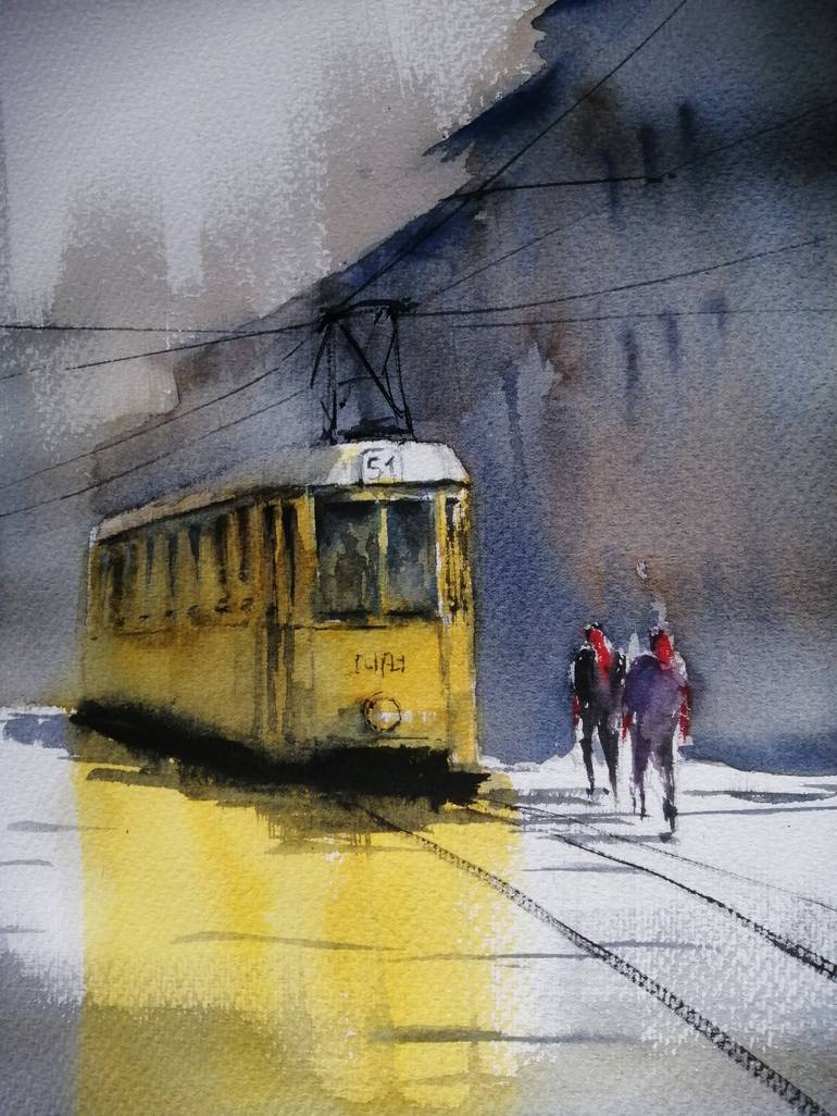 Original Impressionism Transportation Painting by Giorgio Gosti