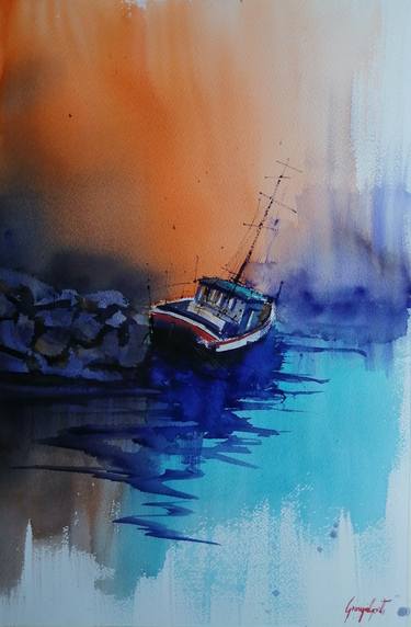 Print of Impressionism Boat Paintings by Giorgio Gosti