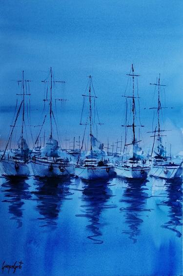 Print of Impressionism Boat Paintings by Giorgio Gosti