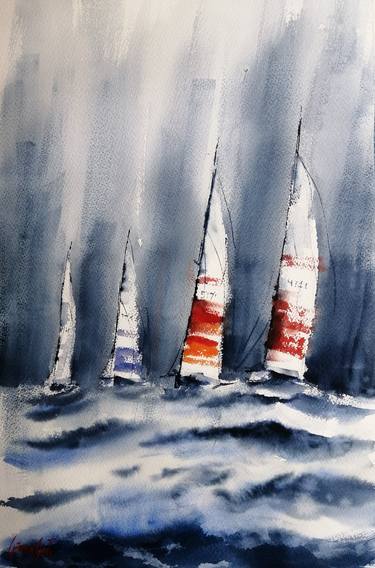 Print of Impressionism Sailboat Paintings by Giorgio Gosti