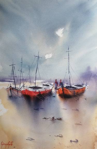 Original Expressionism Boat Paintings by Giorgio Gosti