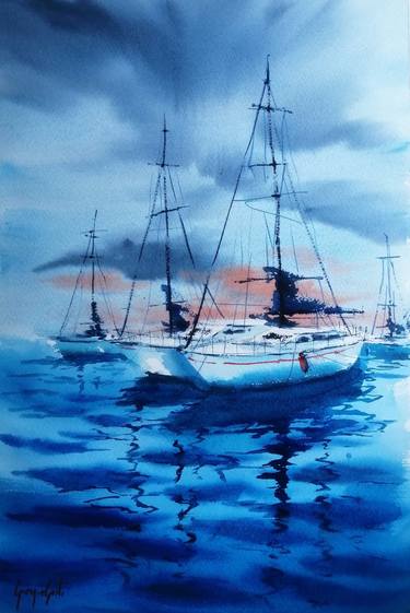 Print of Expressionism Sailboat Paintings by Giorgio Gosti