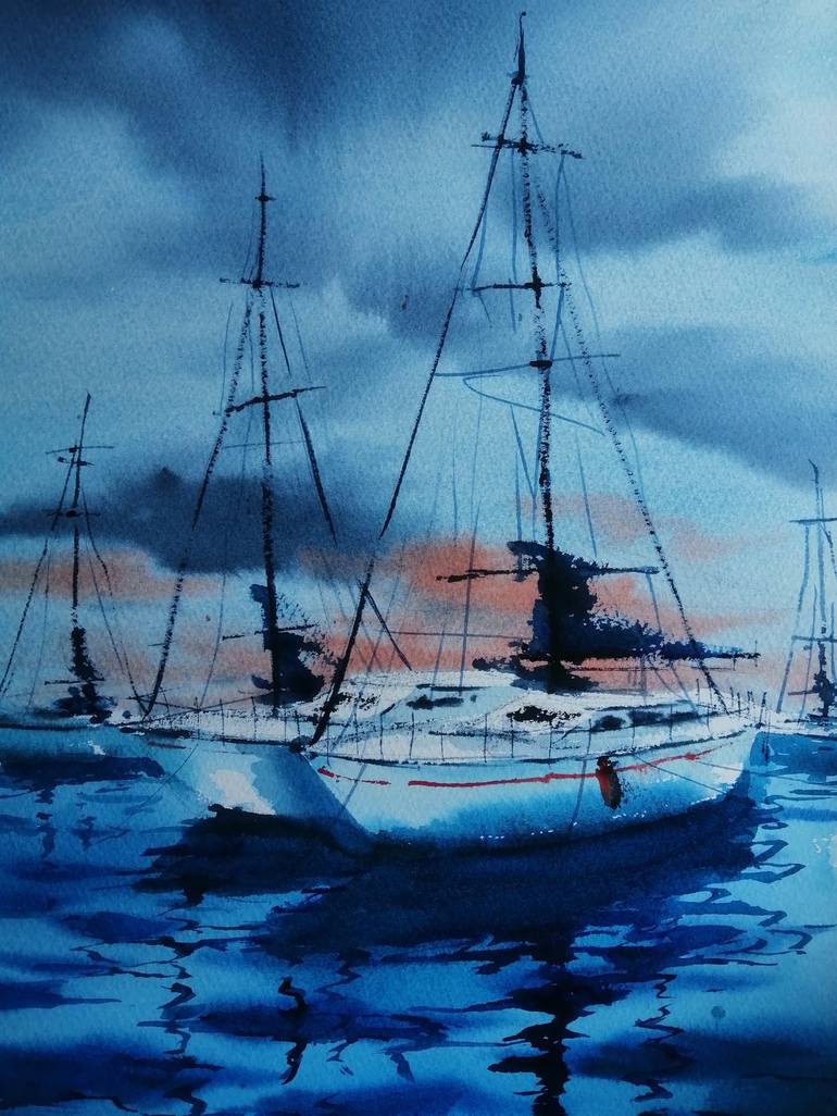 Original Expressionism Sailboat Painting by Giorgio Gosti