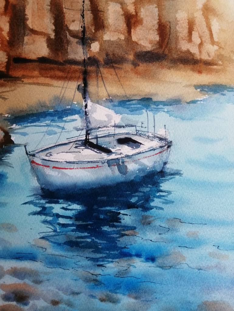 Original Expressionism Boat Painting by Giorgio Gosti