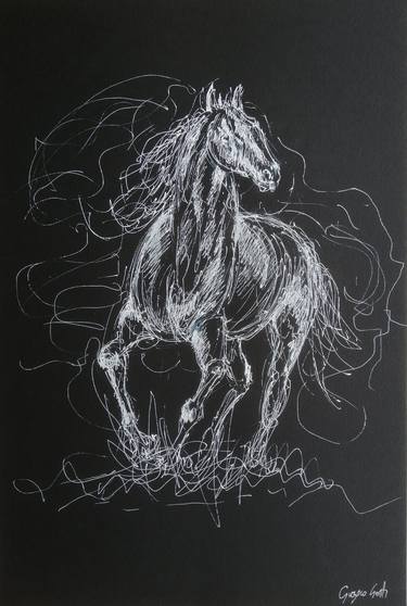 Print of Expressionism Horse Drawings by Giorgio Gosti