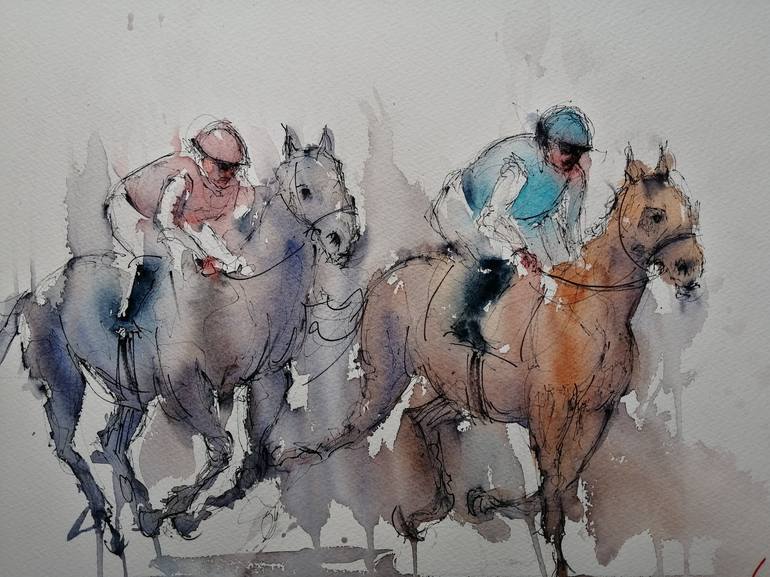Original Impressionism Horse Painting by Giorgio Gosti