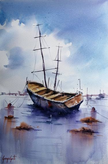 Original Impressionism Boat Paintings by Giorgio Gosti