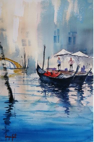Original Impressionism Cities Painting by Giorgio Gosti