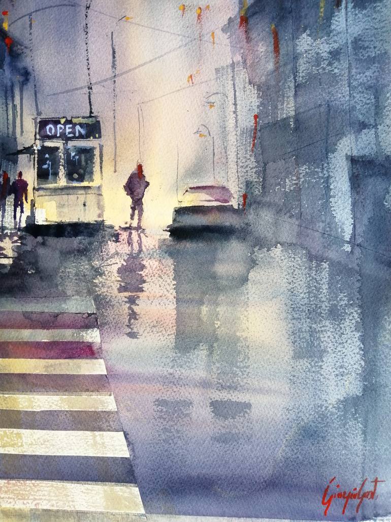 Original Impressionism Cities Painting by Giorgio Gosti