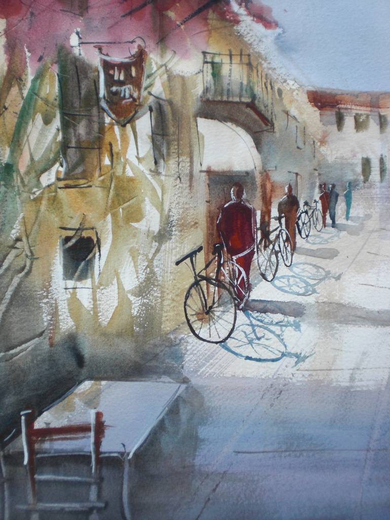 Original Expressionism Bicycle Painting by Giorgio Gosti