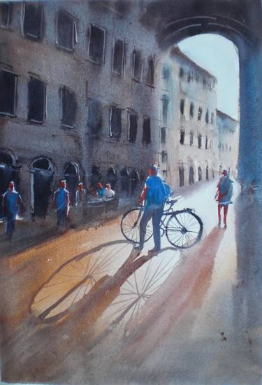 Original Expressionism Bicycle Paintings by Giorgio Gosti