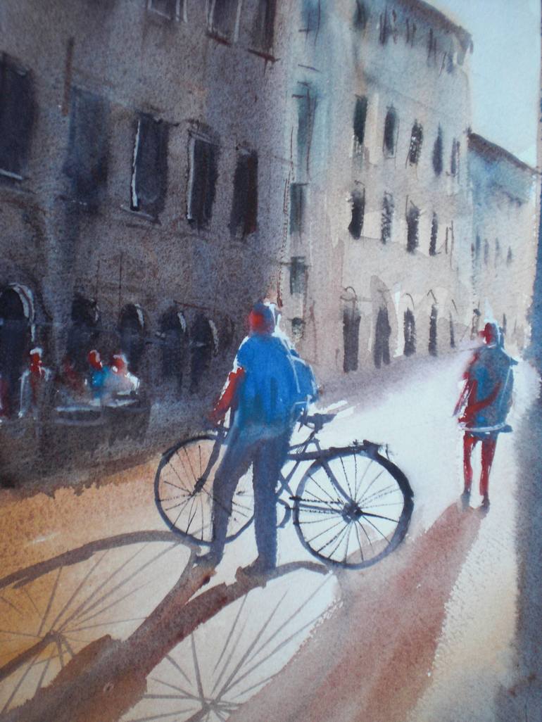 Original Expressionism Bicycle Painting by Giorgio Gosti