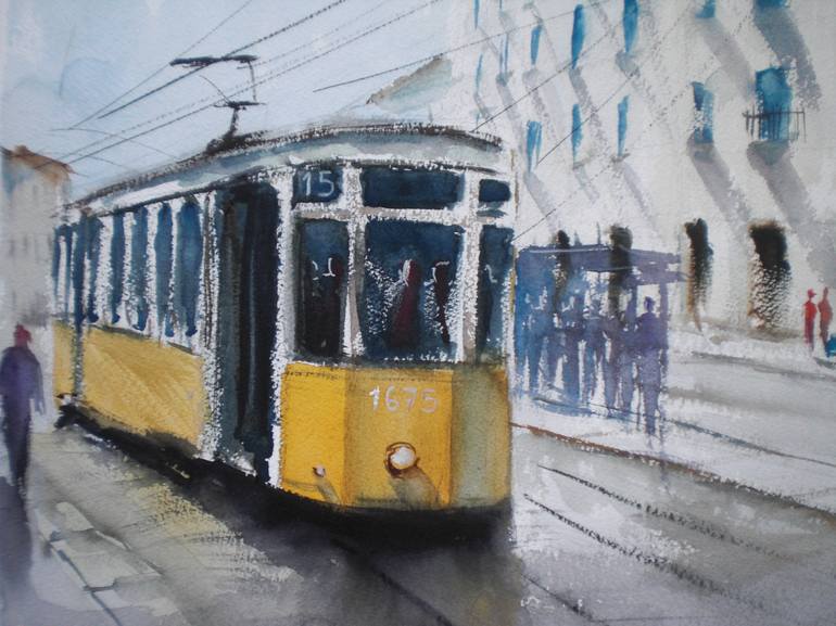 Original Impressionism Transportation Painting by Giorgio Gosti