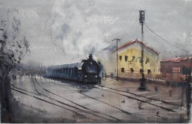Original Impressionism Train Paintings by Giorgio Gosti
