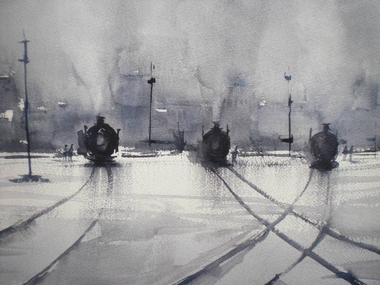 Original Train Painting by Giorgio Gosti