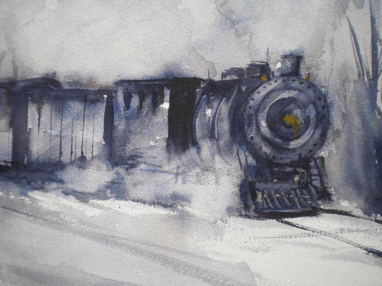 Original Impressionism Train Painting by Giorgio Gosti