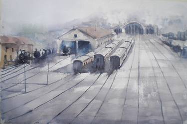 Original Impressionism Train Paintings by Giorgio Gosti